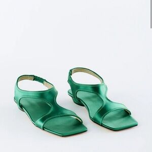 Tibi new in box size 39 brown or 38.5 green Rubin Satin Sandal